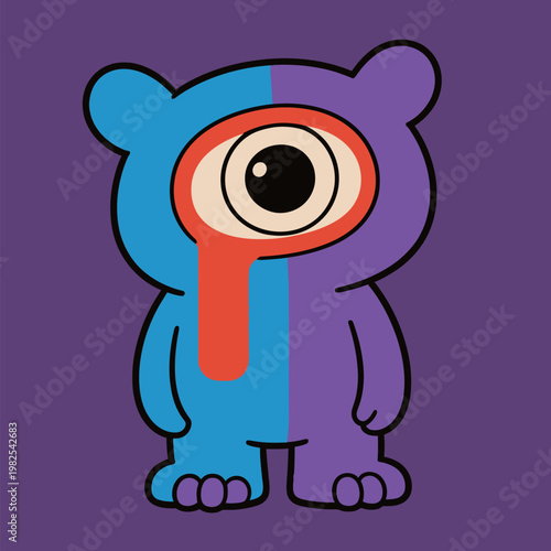 One-Eyed Blue-Purple Cartoon Character Very good content.