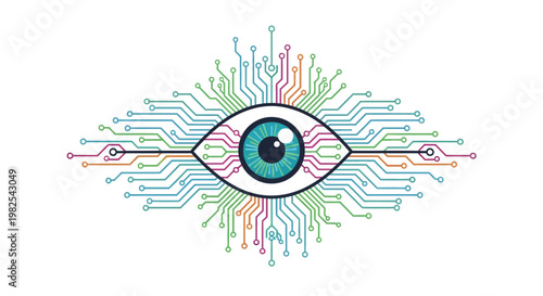 Cybernetic Eye with Circuit Board Details.