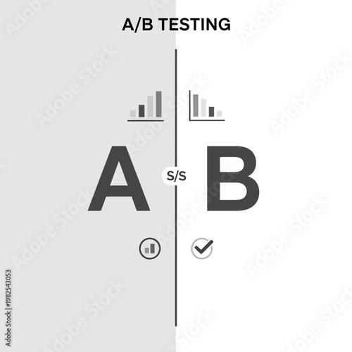 Conceptual illustration of AB testing methodology with comparative data analytics.