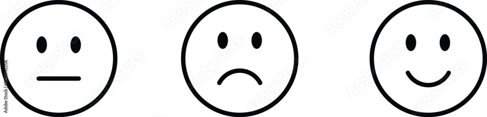Fototapeta premium Three emoticon faces with different expressions