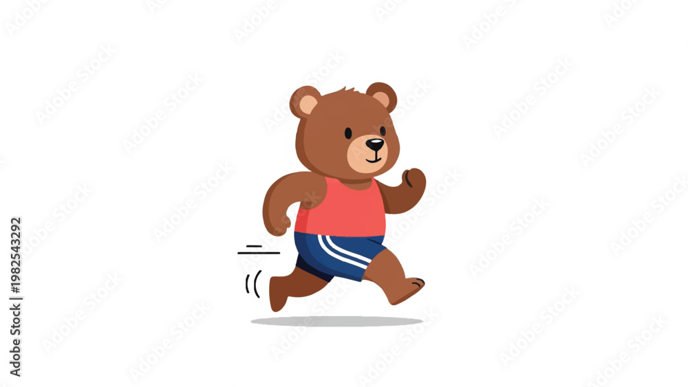 Fototapeta premium Brown bear wearing red shirt running.