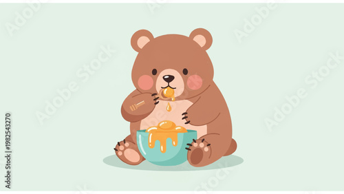 Brown bear eating from bowl 2.