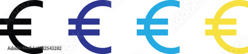 Euro currency symbols in four different colors