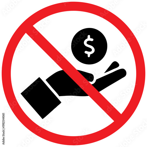 No Bribery Sign – Anti Corruption Money Prohibition Icon Vector