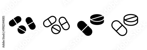 Pills icon vector illustration. capsule icon. Drug sign and symbol