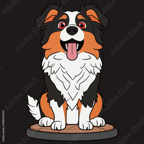 Cute Cartoon Australian Shepherd Dog Illustration