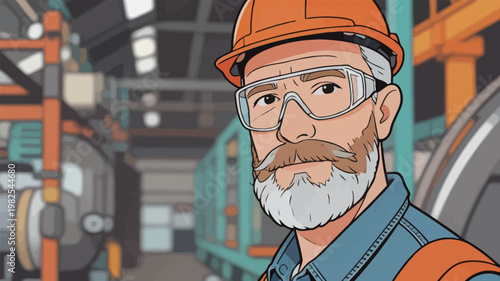 Senior Industrial Worker in Safety Gear