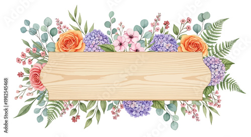 Rustic botanical header with hand painted leaves and blossoms