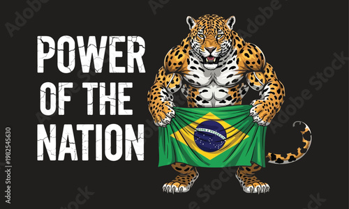 Powerful symbolism a jaguar embodies national pride with the brazilian flag