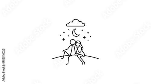 Romantic Couple Silhouetted Under the Night Sky