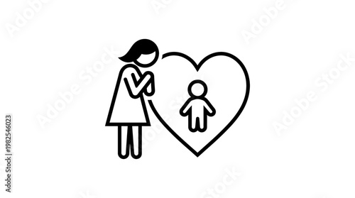 Mother's Love And Child Within A Heart Symbol