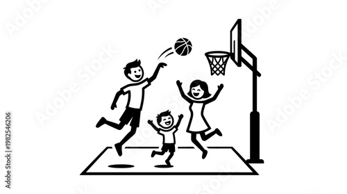 Family Playing Basketball Making a Basket