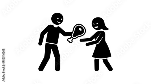 Sharing A Piece of Meat Between Two People