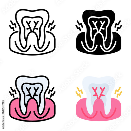 Gum disease icon collection of various styles for design branding, print and digital media