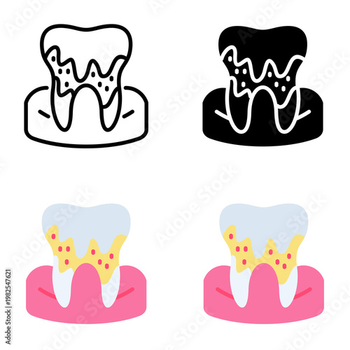 Dental calculus icon collection of various styles for design branding, print and digital media
