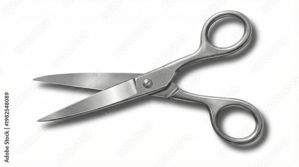 Fototapeta premium Silver scissors isolated on white background with shadow