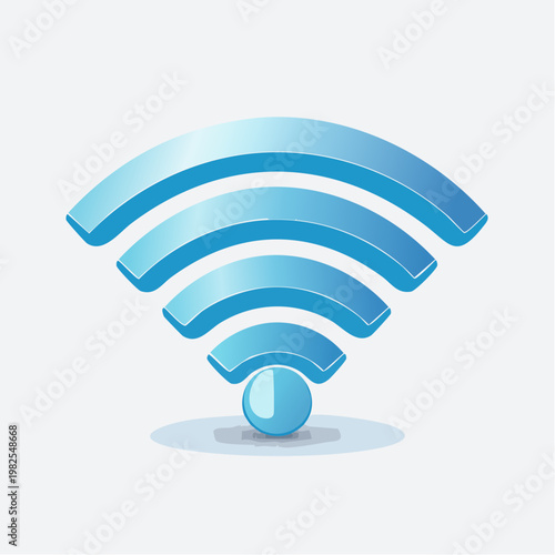 3D Style Wi-Fi Signal Icon Radiating Wireless Network Waves