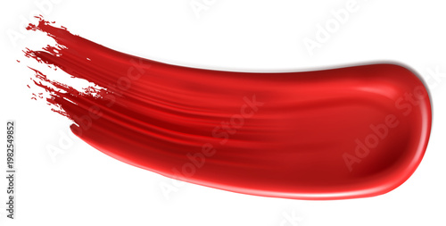 白背景に勢いよく広がる赤いペイントブラシストロークと飛び散り表現が印象的なインパクト重視の抽象アート背景素材