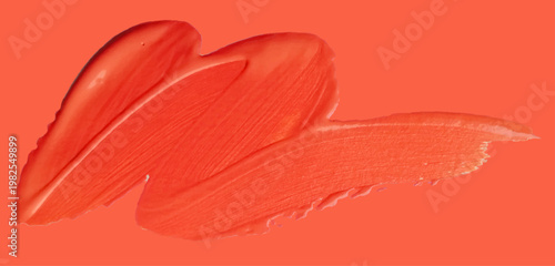 鮮やかなオレンジカラーのペイントストロークがダイナミックに広がるアート風背景素材・手描き感のあるブラシテクスチャ