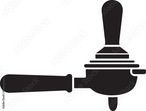 A single espresso portafilter for brewing coffee. black silhouette vector image isolated on transparent background for cafe menu design