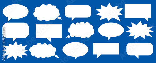 A set of chat box designs for comments on social media or comics. Vector designs of speech bubbles, text boxes, and conversation chat columns in comics.	
