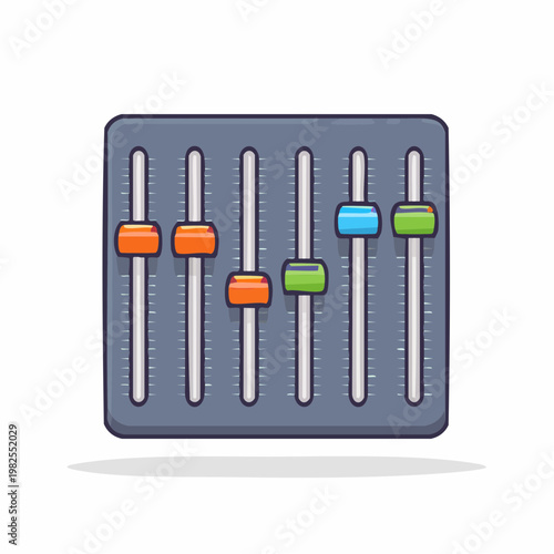 Audio Mixer Faders Control Panel with Multiple Sliders for Sound Adjustment