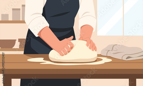 Dough Kneading Process Baking Food Preparation
