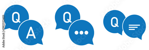 Chat question and answer icon set. Help speech bubble.