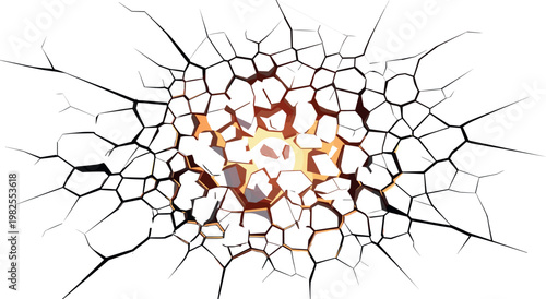 Cracked Wall Explosion Effect Broken Surface Impact Damage Abstract Destruction Vector Illustration Design