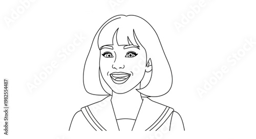 Smiling young woman with short hair and open mouth looking at the viewer.