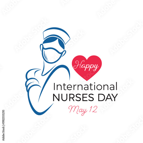 International Nurses Day Celebration Greeting with Nurse Icon and Heart on May 12