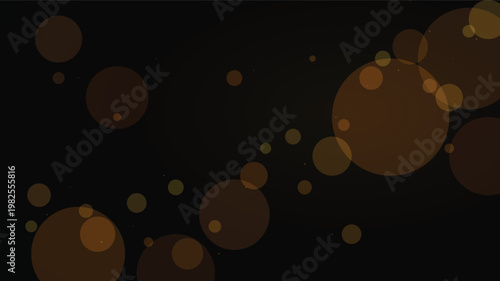 Abstract dark background with warm golden bokeh circles and light