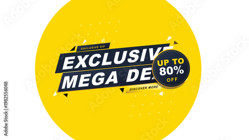 Exclusive mega deal promotional banner with 80 percent discount offer
