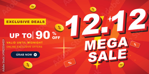 1212 mega sale banner with exclusive deals and discount offers