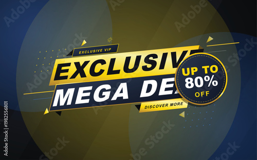 Exclusive mega deal banner with 80 percent discount for vip