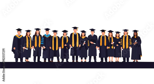 Diverse Group of Graduates in Academic Regalia Celebrating Achievement.