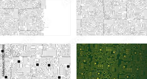 Photos Abstract data flow visualization using electronic circuit line art