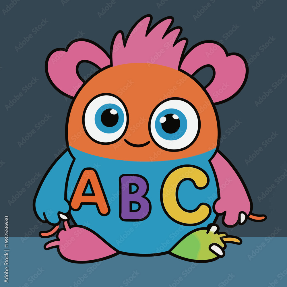 Obraz premium Cartoon Character Learning ABC Letters