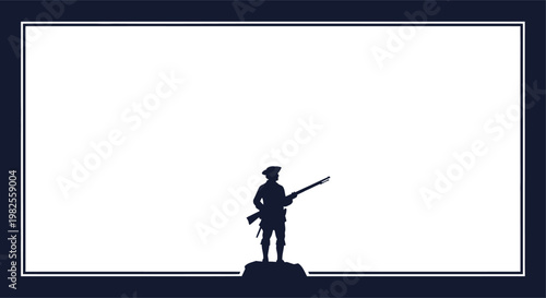 Photos Iconic Silhouette of a Patriotic Historical Soldier with Rifle, Symbolizing Amer
