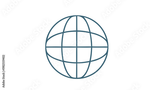 A simple globe icon with blue lines representing the earth, ideal for digital and educational contexts