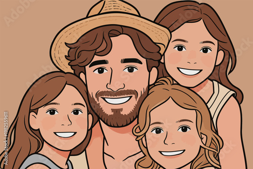 Portrait of a Family with Two Daughters