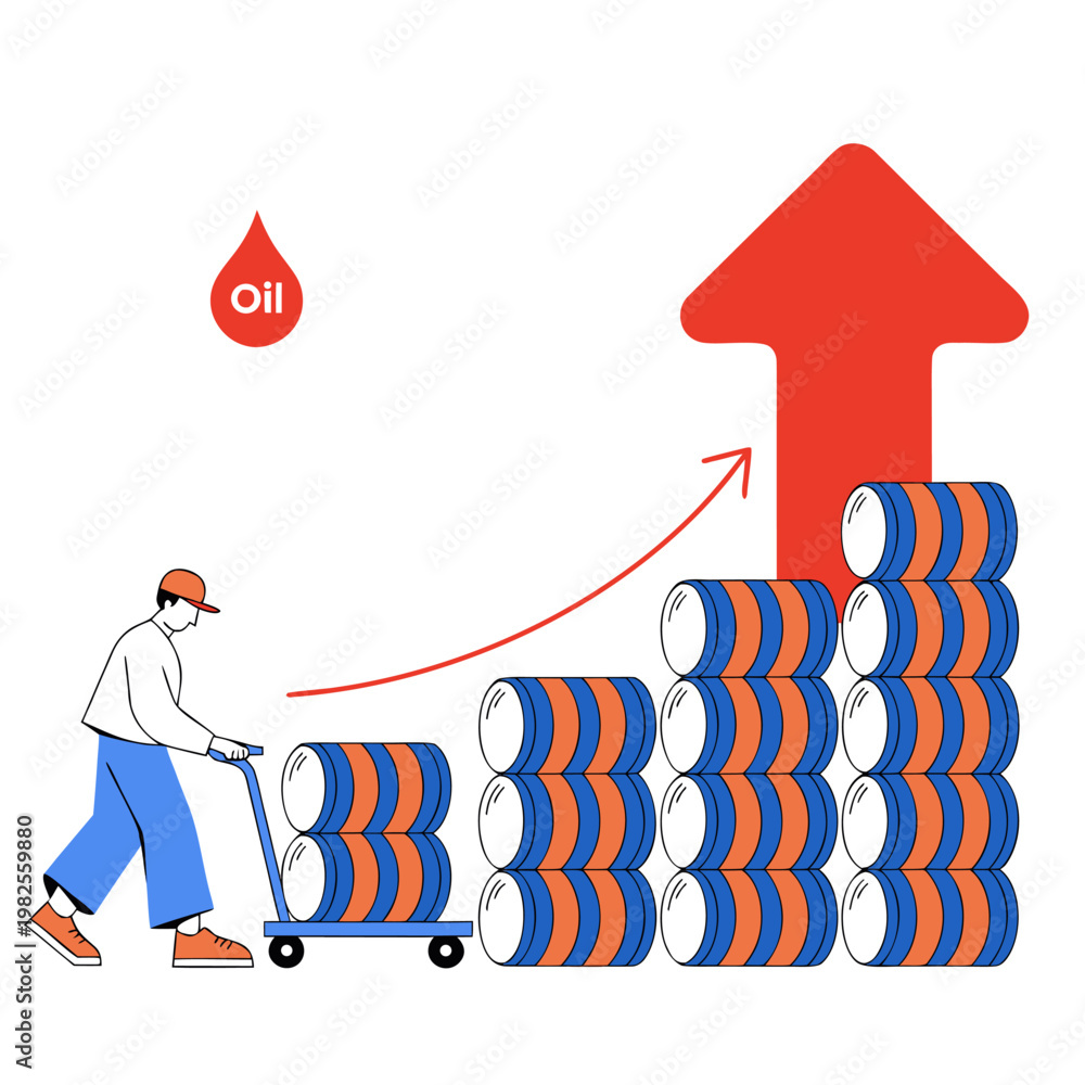 Obraz premium Upward trending graph of oil prices, representing petroleum value growth and economic changes in global markets.