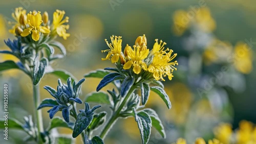 Yellow wildflowers blooming in a sunny summer meadow 4K Video