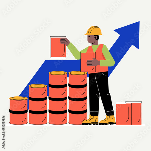 Graph of increasing oil prices with upward trend, symbolizing petroleum value rise and market demand growth.