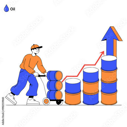 Chart illustrating petroleum price surge, showing rising oil value and its impact on global financial markets.