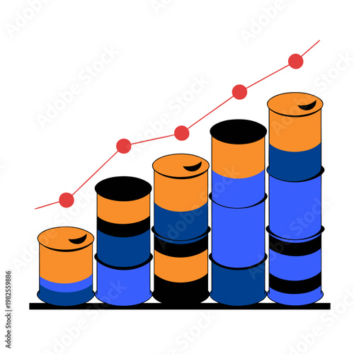 Graph illustrating rapid increase in oil prices, showing rising petroleum value and significant global market impact.