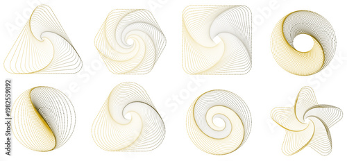 微細なドットが織りなす黄金比のような流線スパイラルパターン、動きと奥行きを感じる抽象的な粒子アート背景素材