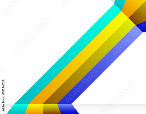 斜めに交差するビビッドカラーの立体的ラインが印象的なモダンデザインの抽象背景ビジュアル素材