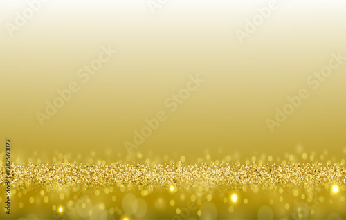 きらめく金色のボケと粒子が広がる高級感あふれるグラデーション背景のラグジュアリー抽象デザイン素材
