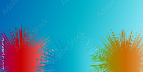 鮮やかな色彩の放射状スパイクが左右に広がるダイナミックな抽象背景 ビビッドでエネルギッシュなグラフィックデザイン